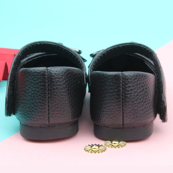 Synthetic Leather Ballerinas/Belly Sandal/Booties for Girls (Black)-BT4840