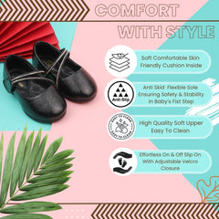Synthetic Leather Ballerinas/Belly Sandal/Booties for Girls (Black)-BT4840