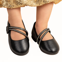 Synthetic Leather Ballerinas/Belly Sandal/Booties for Girls (Black)-BT4840