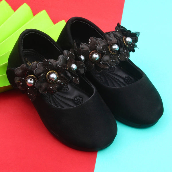 Synthetic Leather Ballerinas/Belly Sandal/Booties for Girls (Black)-BT4843
