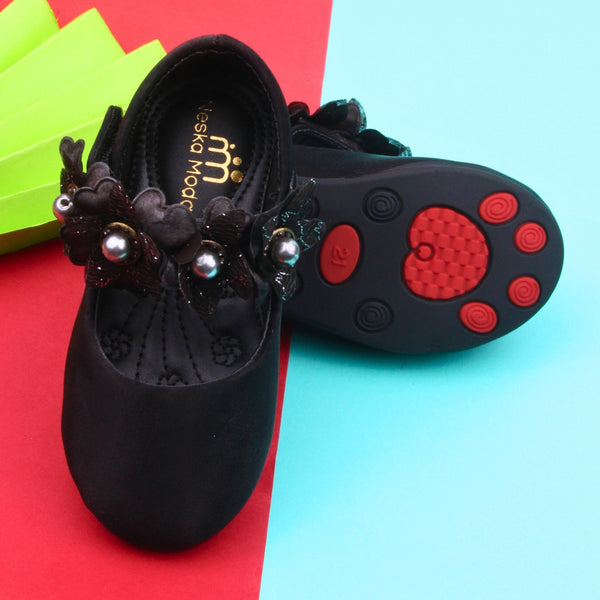 Synthetic Leather Ballerinas/Belly Sandal/Booties for Girls (Black)-BT4843