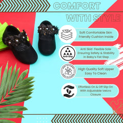 Synthetic Leather Ballerinas/Belly Sandal/Booties for Girls (Black)-BT4843