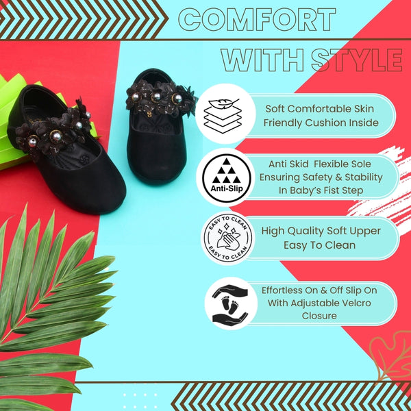 Synthetic Leather Ballerinas/Belly Sandal/Booties for Girls (Black)-BT4843