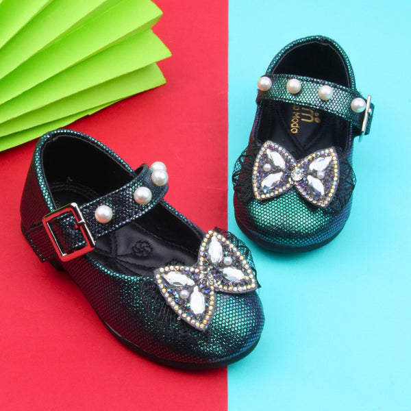 Synthetic Leather Ballerinas/Belly Sandal/Booties for Girls (Balck)-BT4846