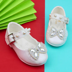 Synthetic Leather Ballerinas/Belly Sandal/Booties for Girls (White)-BT4849