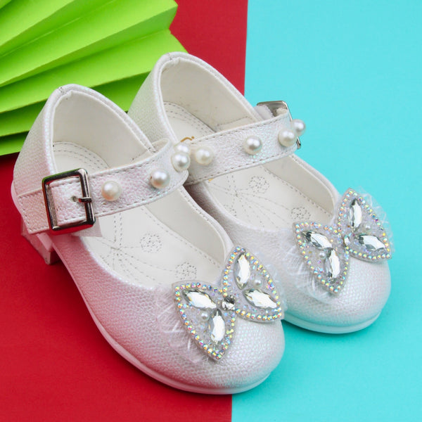 Synthetic Leather Ballerinas/Belly Sandal/Booties for Girls (White)-BT4849