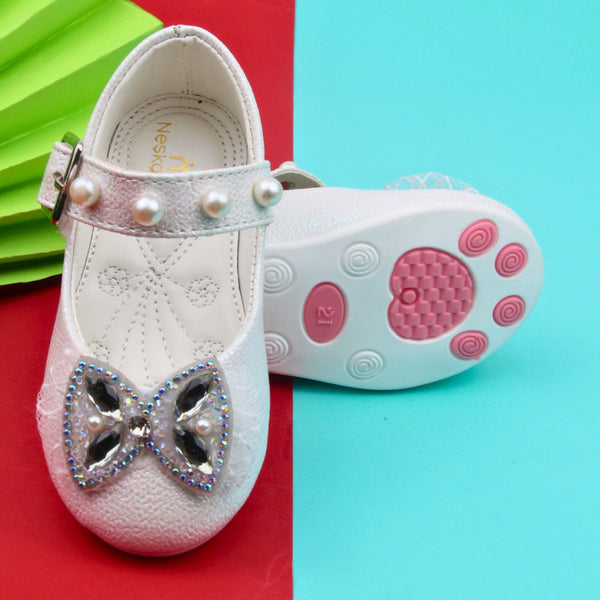 Synthetic Leather Ballerinas/Belly Sandal/Booties for Girls (White)-BT4849