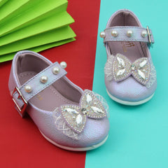 Synthetic Leather Ballerinas/Belly Booties for Girls (Purple)-BT4852