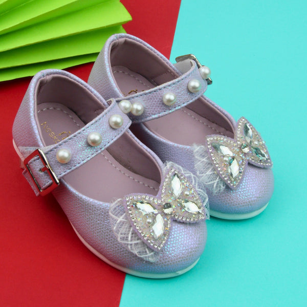 Synthetic Leather Ballerinas/Belly Booties for Girls (Purple)-BT4852