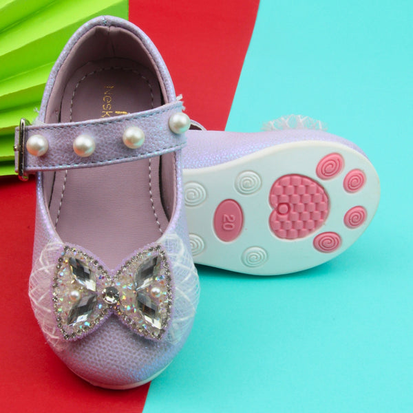 Synthetic Leather Ballerinas/Belly Booties for Girls (Purple)-BT4852