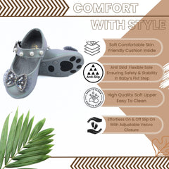 Synthetic Leather Ballerinas/Belly Sandal/Booties for Girls (Grey)-BT4855