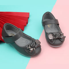 Synthetic Leather Ballerinas/Belly Sandal/Booties for Girls (Grey)-BT4858