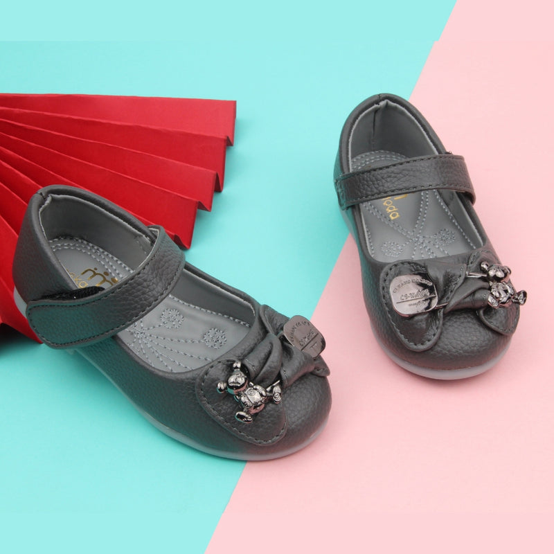 Synthetic Leather Ballerinas/Belly Sandal/Booties for Girls (Grey)-BT4858