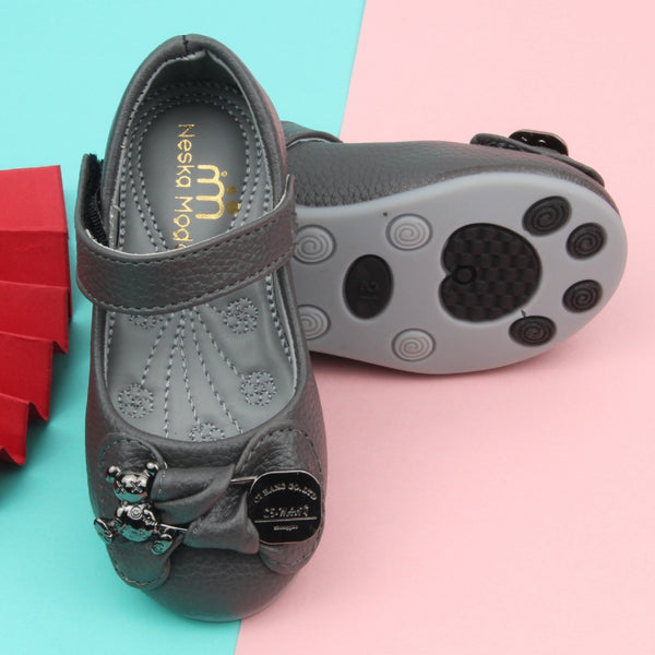 Synthetic Leather Ballerinas/Belly Sandal/Booties for Girls (Grey)-BT4858