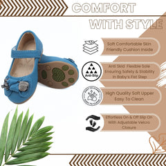 Synthetic Leather Ballerinas/Belly Sandal/Booties for Girls (Blue)-BT4861