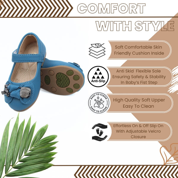 Synthetic Leather Ballerinas/Belly Sandal/Booties for Girls (Blue)-BT4861