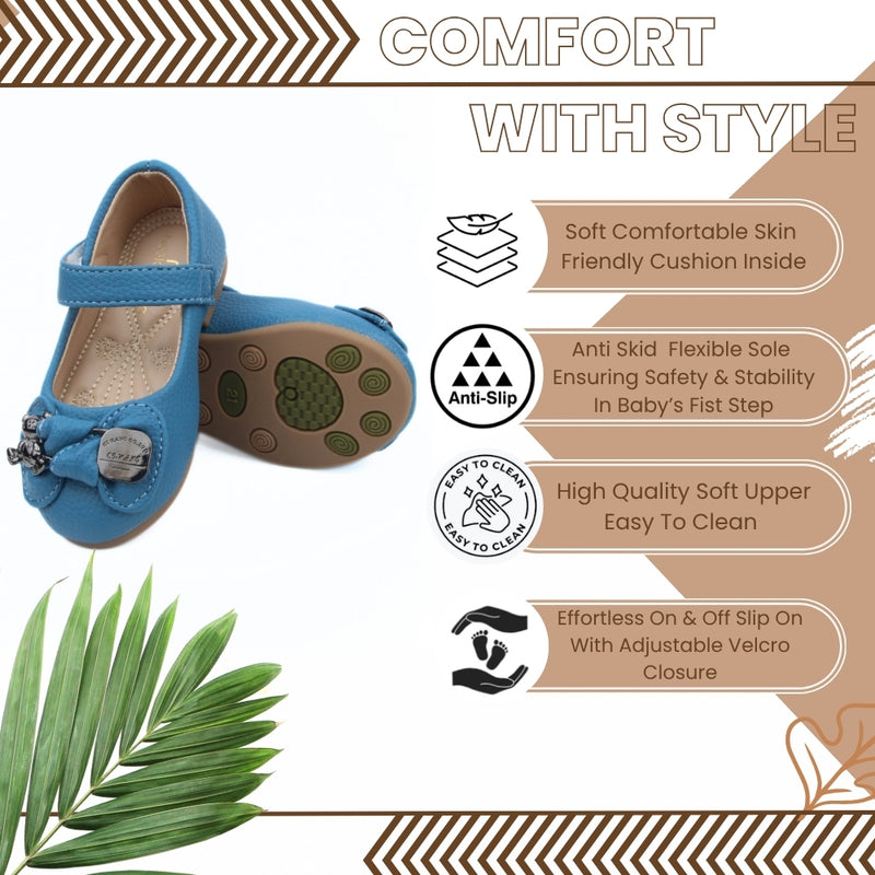 Synthetic Leather Ballerinas/Belly Sandal/Booties for Girls (Blue)-BT4861