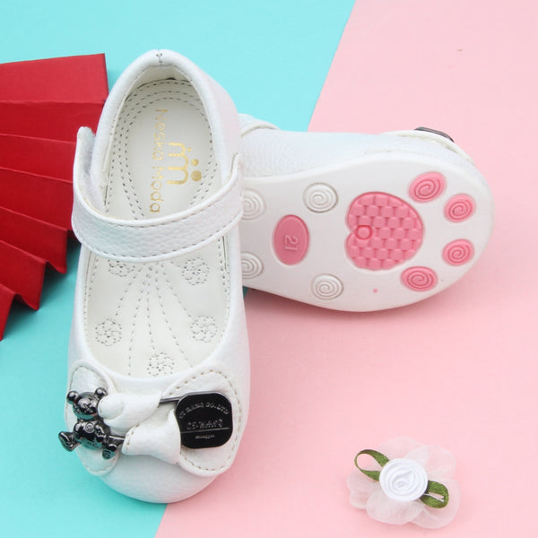 Synthetic Leather Ballerinas/Belly Sandal/Booties for Girls (White)-BT4864