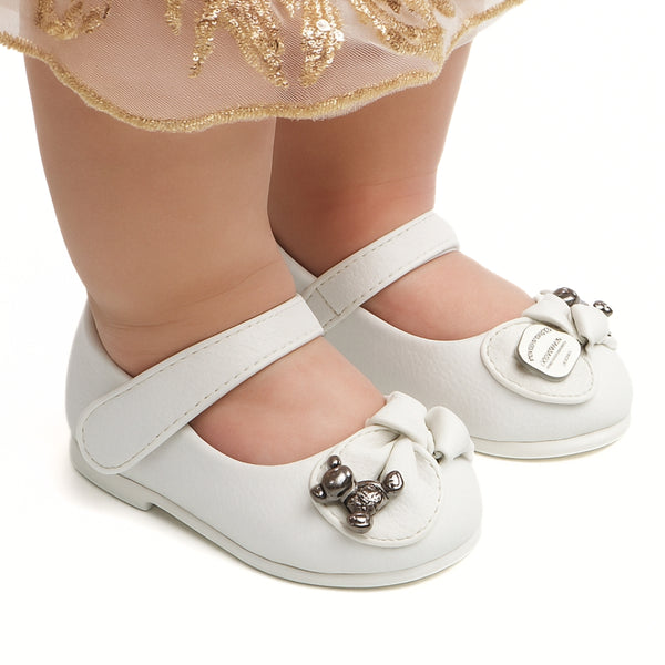Synthetic Leather Ballerinas/Belly Sandal/Booties for Girls (White)-BT4864