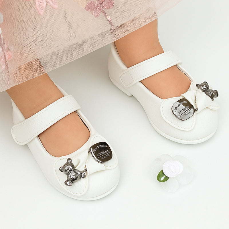 Synthetic Leather Ballerinas/Belly Sandal/Booties for Girls (White)-BT4864
