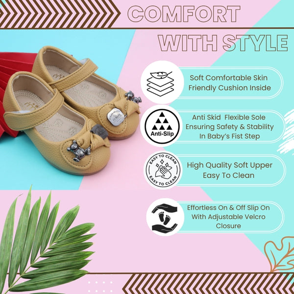 Synthetic Leather Ballerinas/Belly Sandal/Booties for Girls (Brown)-BT4867
