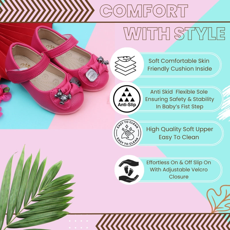 Synthetic Leather Ballerinas/Belly Sandal/Booties for Girls (Pink)-BT4870
