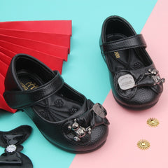 Synthetic Leather Ballerinas/Belly Sandal/Booties for Girls (Black)-BT4876