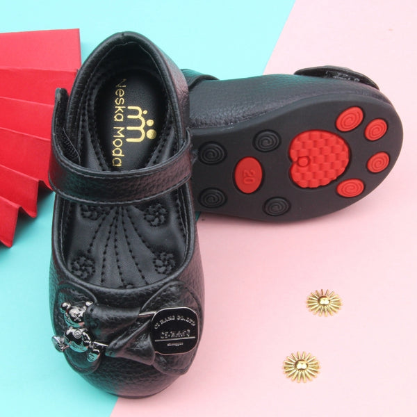 Synthetic Leather Ballerinas/Belly Sandal/Booties for Girls (Black)-BT4876