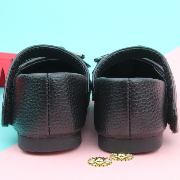 Synthetic Leather Ballerinas/Belly Sandal/Booties for Girls (Black)-BT4876