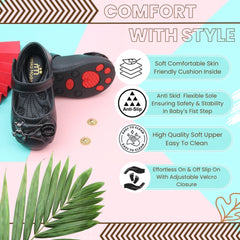 Synthetic Leather Ballerinas/Belly Sandal/Booties for Girls (Black)-BT4876