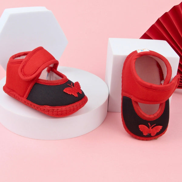 6 To 12 Months Baby Girls Velcro Cotton Shoe/Booties (White)-BT4879