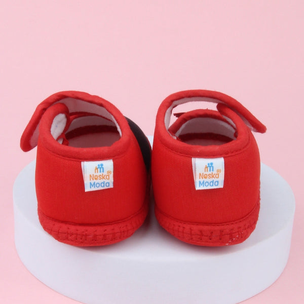 6 To 12 Months Baby Girls Velcro Cotton Shoe/Booties (White)-BT4879