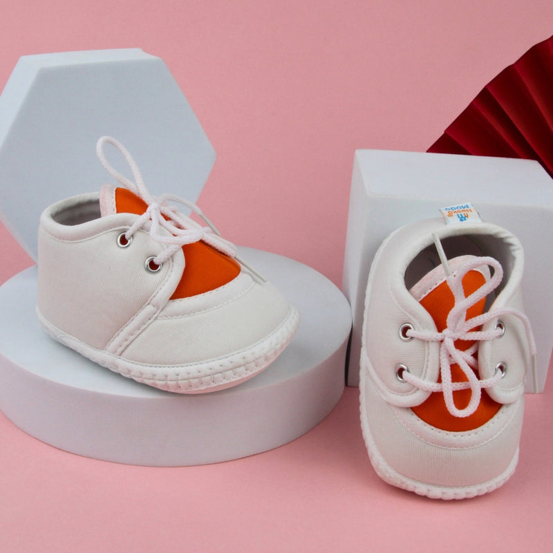 6 To 12 Months Baby Boys & Baby Girls Lace Cotton Shoe/Booties (Grey)-BT4880