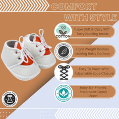 6 To 12 Months Baby Boys & Baby Girls Lace Cotton Shoe/Booties (Grey)-BT4880