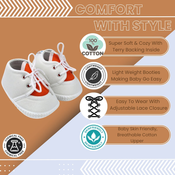 6 To 12 Months Baby Boys & Baby Girls Lace Cotton Shoe/Booties (Grey)-BT4880