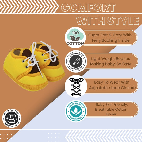 6 To 12 Months Baby Boys & Baby Girls Lace Cotton Shoe/Booties (White)-BT4881