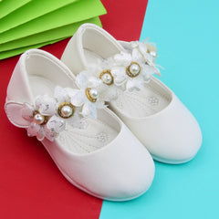 Synthetic Leather Ballerinas/Belly Sandal/Booties for Girls (White)-BT4882