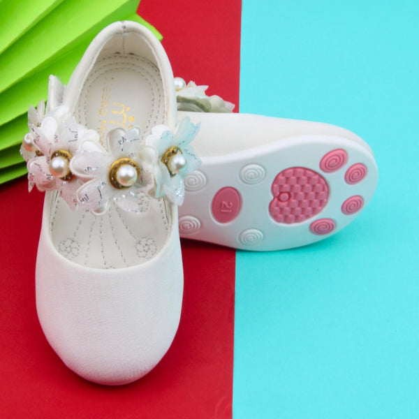 Synthetic Leather Ballerinas/Belly Sandal/Booties for Girls (White)-BT4882