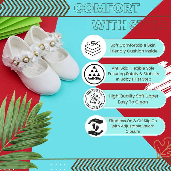Synthetic Leather Ballerinas/Belly Sandal/Booties for Girls (White)-BT4882