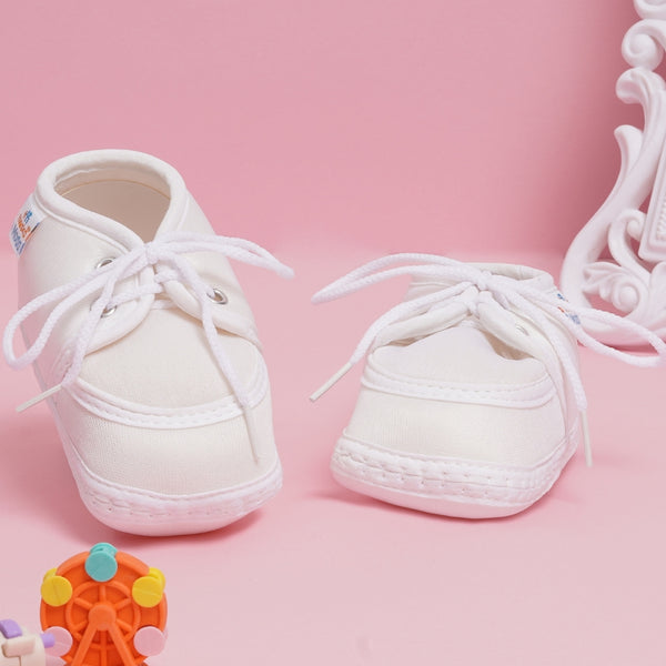 0 To 6 Months Pack Of 1 Baby Boys & Baby Girls Cotton Kids Shoe/Booties (White)-BT4885