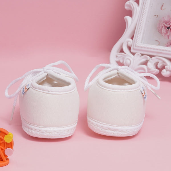 0 To 6 Months Pack Of 1 Baby Boys & Baby Girls Cotton Kids Shoe/Booties (White)-BT4885