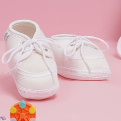 0 To 6 Months Pack Of 1 Baby Boys & Baby Girls Cotton Kids Shoe/Booties (White)-BT4885