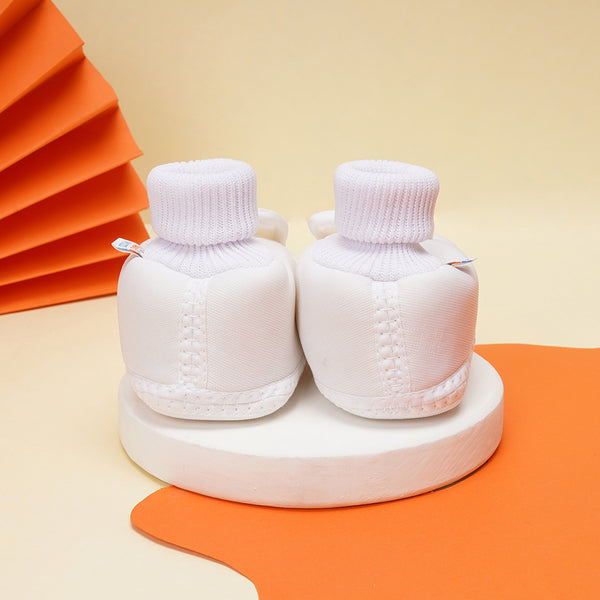 0 To 6 Months Pack Of 1 Baby Boys & Baby Girls Cotton Kids Shoe/Booties (White)-BT4888