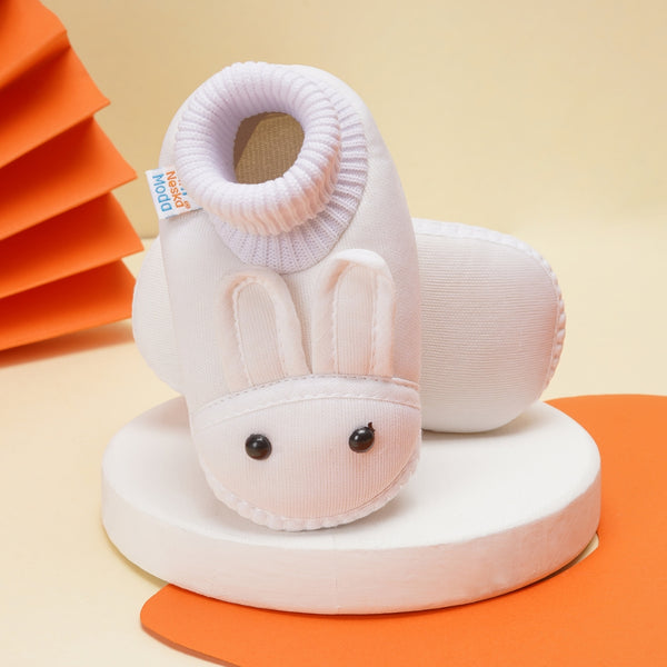 0 To 6 Months Pack Of 1 Baby Boys & Baby Girls Cotton Kids Shoe/Booties (White)-BT4888