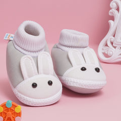 0 To 6 Months Pack Of 1 Baby Boys & Baby Girls Cotton Kids Shoe/Booties (Grey)-BT4889