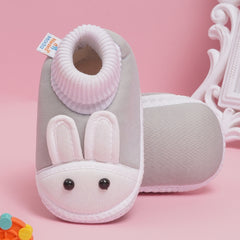 0 To 6 Months Pack Of 1 Baby Boys & Baby Girls Cotton Kids Shoe/Booties (Grey)-BT4889