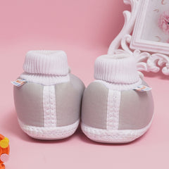0 To 6 Months Pack Of 1 Baby Boys & Baby Girls Cotton Kids Shoe/Booties (Grey)-BT4889