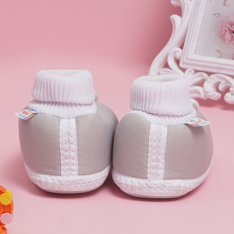 0 To 6 Months Pack Of 1 Baby Boys & Baby Girls Cotton Kids Shoe/Booties (Grey)-BT4889