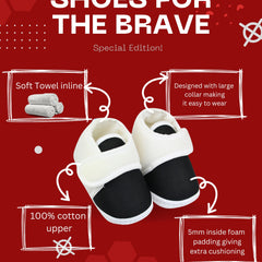0 To 6 Months Pack Of 1 Baby Boys & Baby Girls Cotton Booties (White,Black)-BT4890