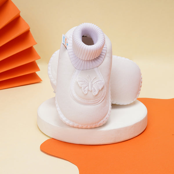 0 To 6 Months Pack Of 1 Baby Girls Cotton Shoe/Booties (White)-BT4891
